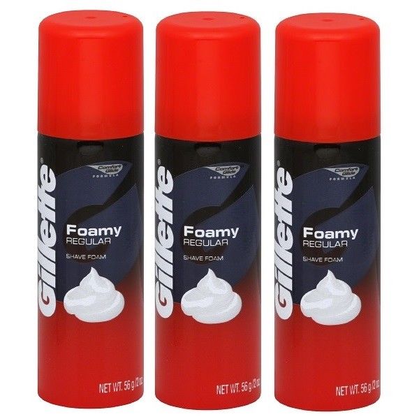 Gillette-Foaming-Regular-Scent-Travel-Size-Shaving-Cream-2-ounce-3-Cans-362393879922